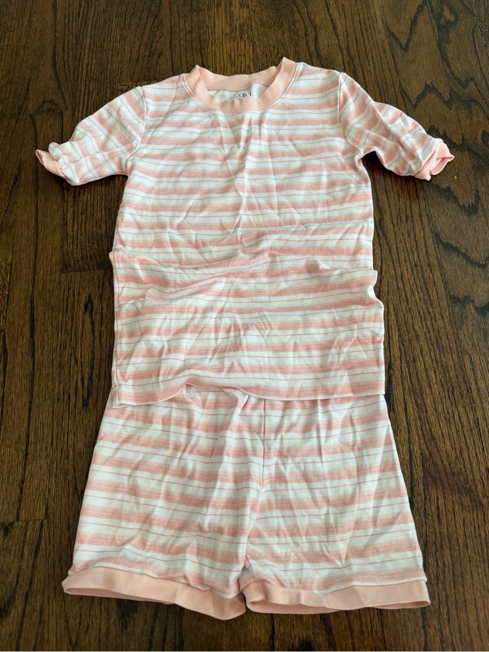 Soft Pink & White Striped Short Sleeve Kids Pajama Set